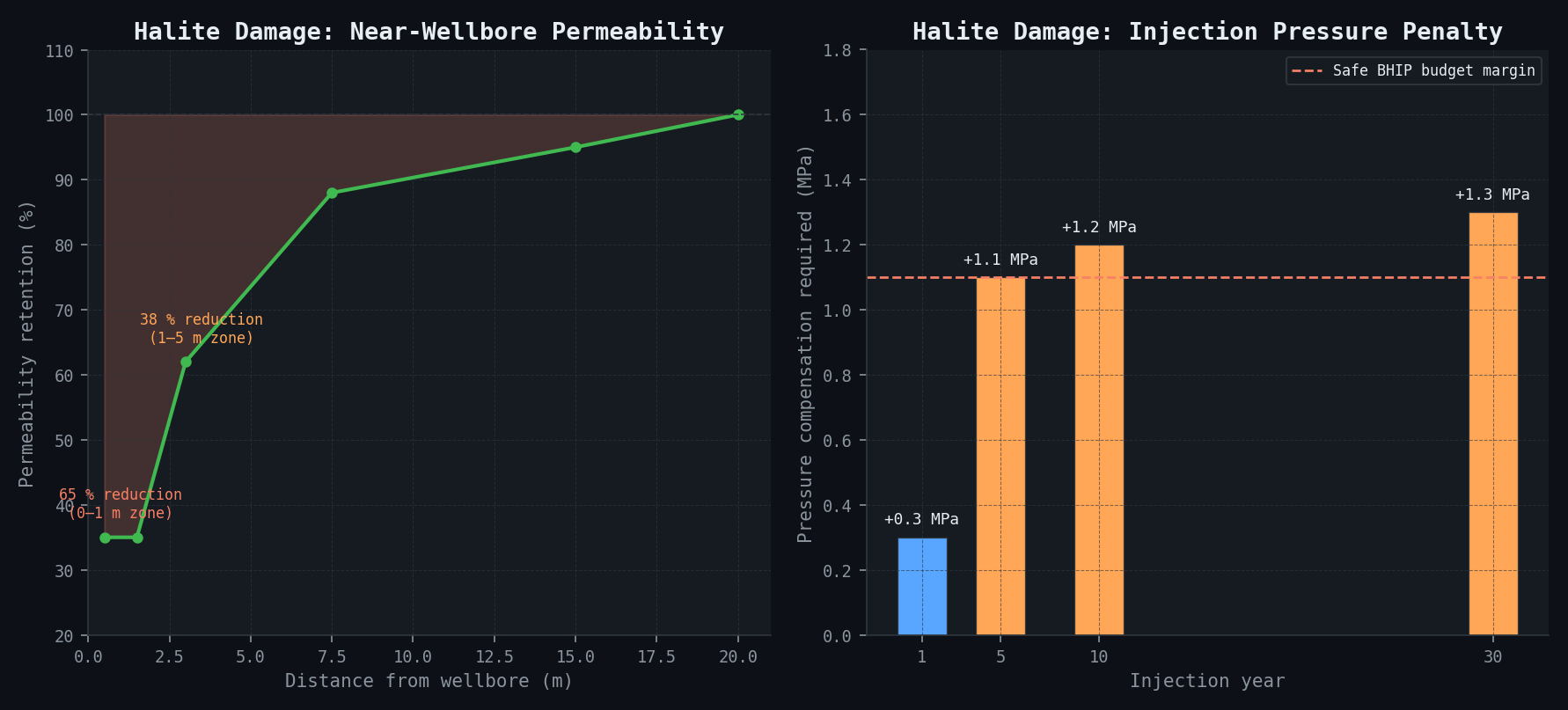 TDSU: Near-Wellbore Halite Permeability Damage and Injection Pressure Penalty Over Time